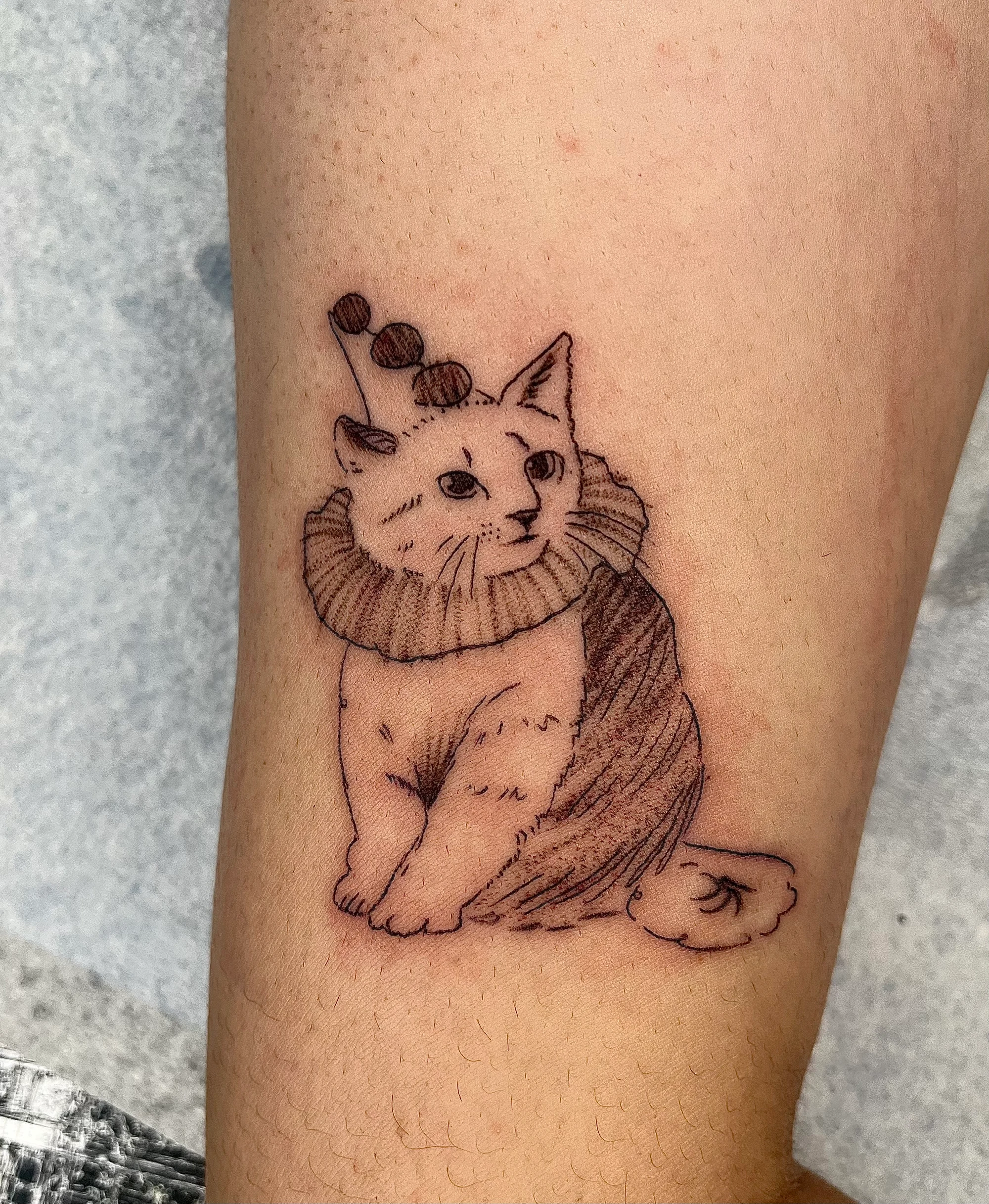 Fine-line cat in a turtleneck